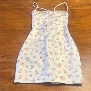 Windsor white with pink flowers Spaghetti Strap Dress